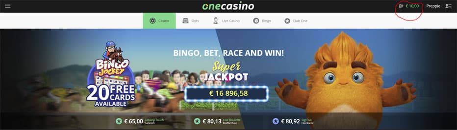 10 euroa ilmaista bingo-rahaa one casinolla bingo jockey -peliin