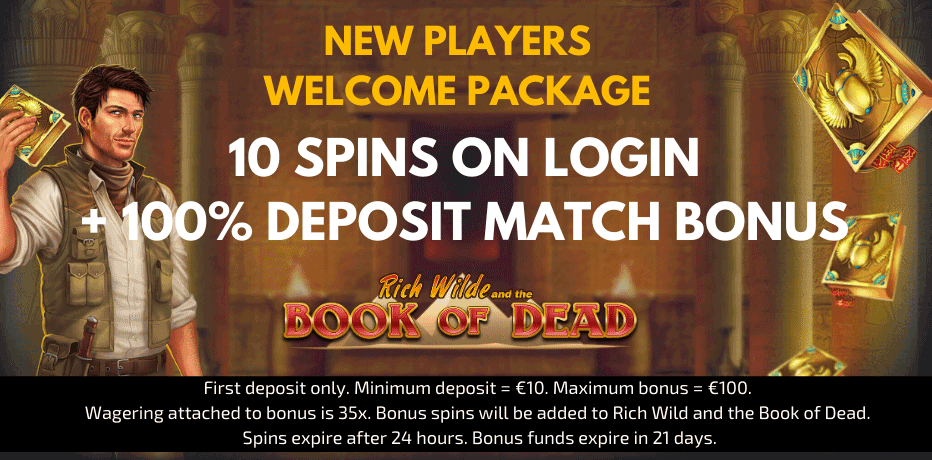 Trada Casino - 10 Free Spins No Deposit on the Book of Dead