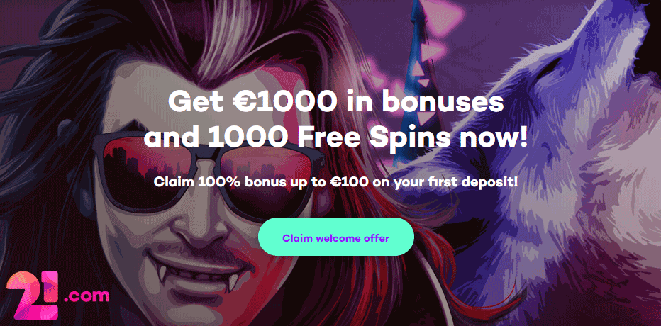 100 Gratis Spins bij 21.com Casino (Geen Storting Nodig)