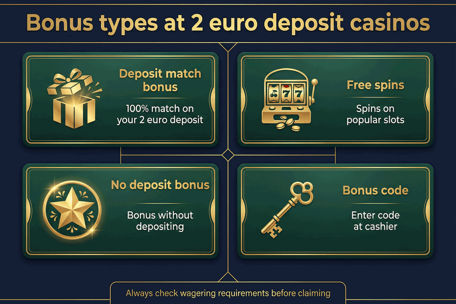 Maximizing value: bonuses at €2 deposit casinos