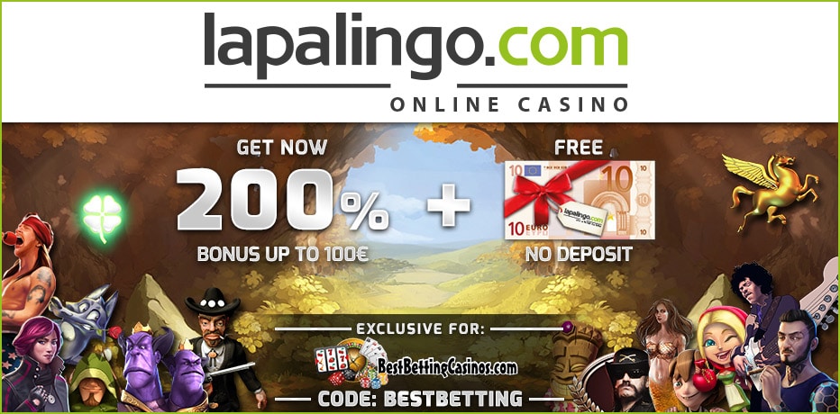 När du registrerar dig hos Lapalingo Casino får du 200% i bonus