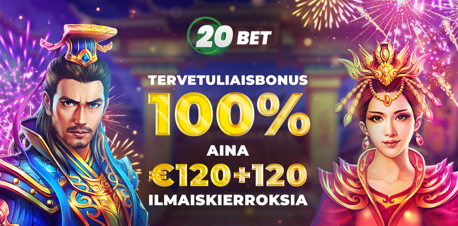 20Bet Casino - 120 Ilmaiskierrosta + 100% Bonus