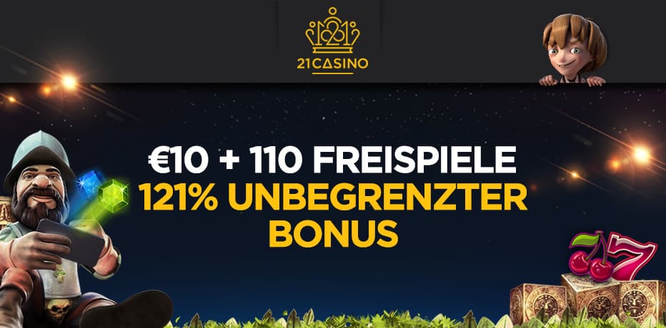 21 Casino Bonus ohne Einzahlung - Sammeln Sie €10,- Gratis + 10 Freispiele