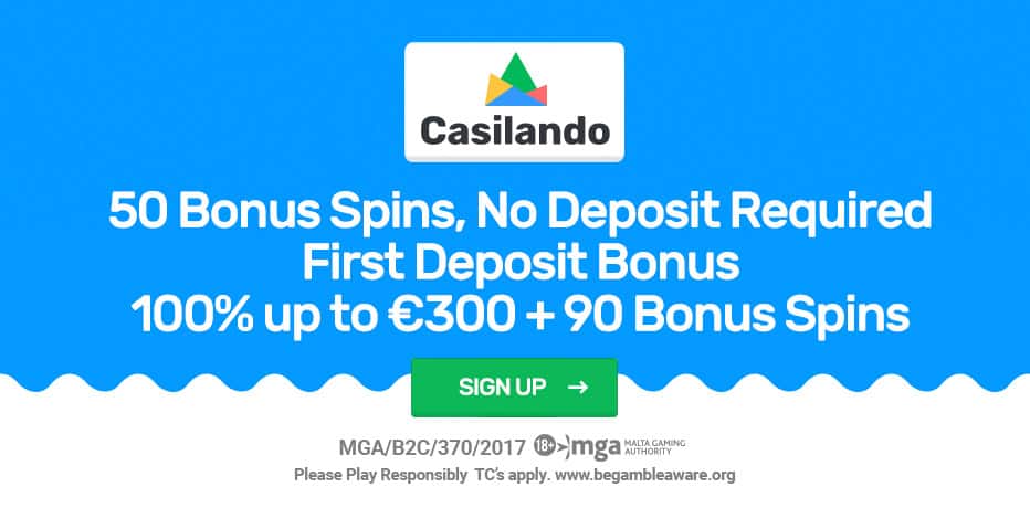 Casilando bonus uten innskudd - 50 gratisspinn ved registrering