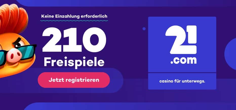 21.com Online-Casino Promo-Code - ''BON1'' für €100,- und 900 Freispiele