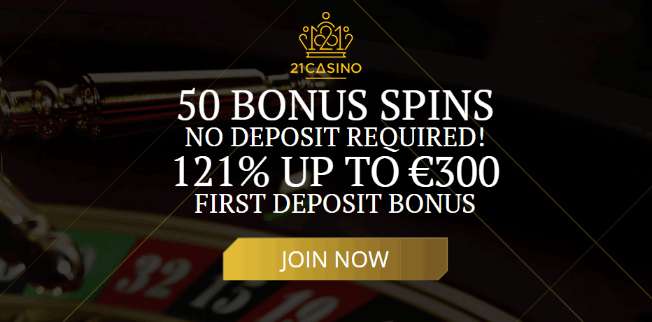 21 Casino No Deposit Bonus - 50 Free Spins on registration