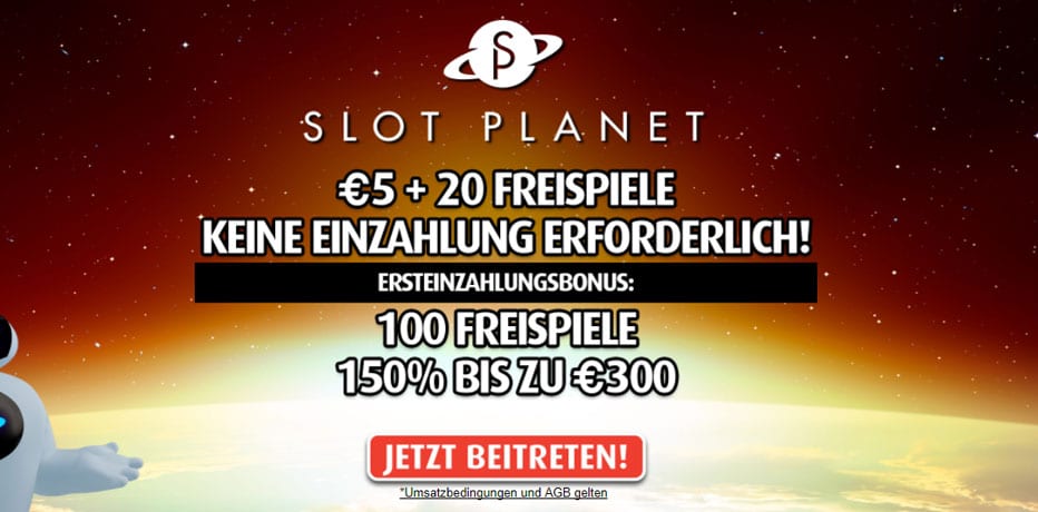 Sammeln Sie 5 € gratis bei Slot Planet + 20 Freispiele