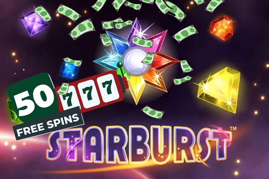 50 gratis Spins på Starburst, ingen indbetaling påkrævet