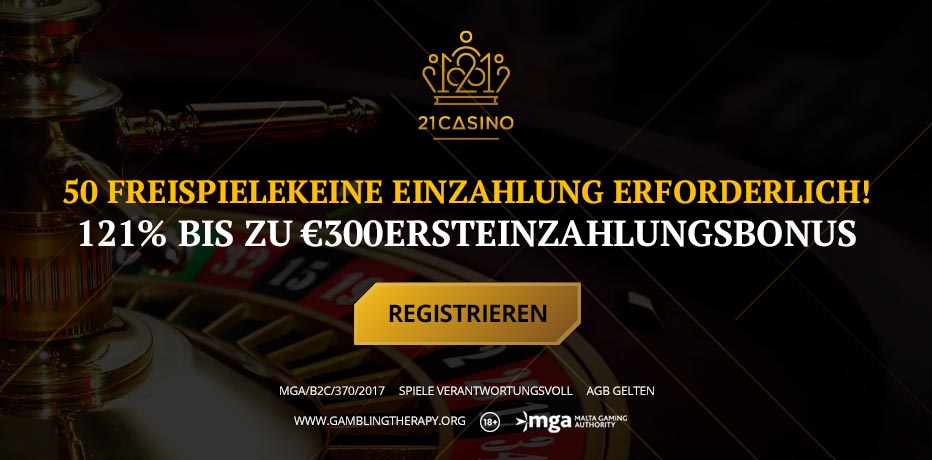 21 Casino Bonus ohne Einzahlung - 50 Freispiele bei der Registrierung