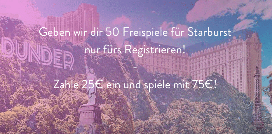 50 Freispiele im Dunder Casino (eine Einzahlung erforderlich)