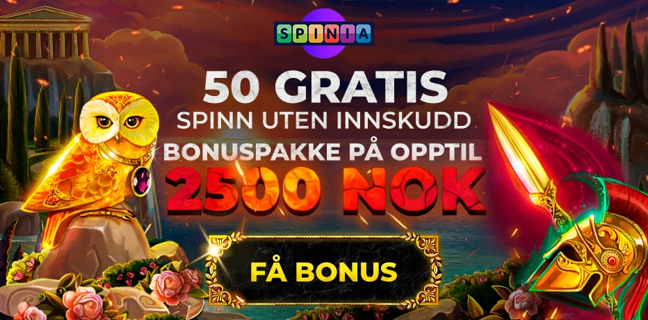 50 Gratisspinn (uten innskudd) hos Spinia Casino