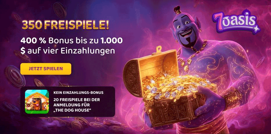 7Oasis No Deposit Bonus – 20 Freispiele bei Registrierung