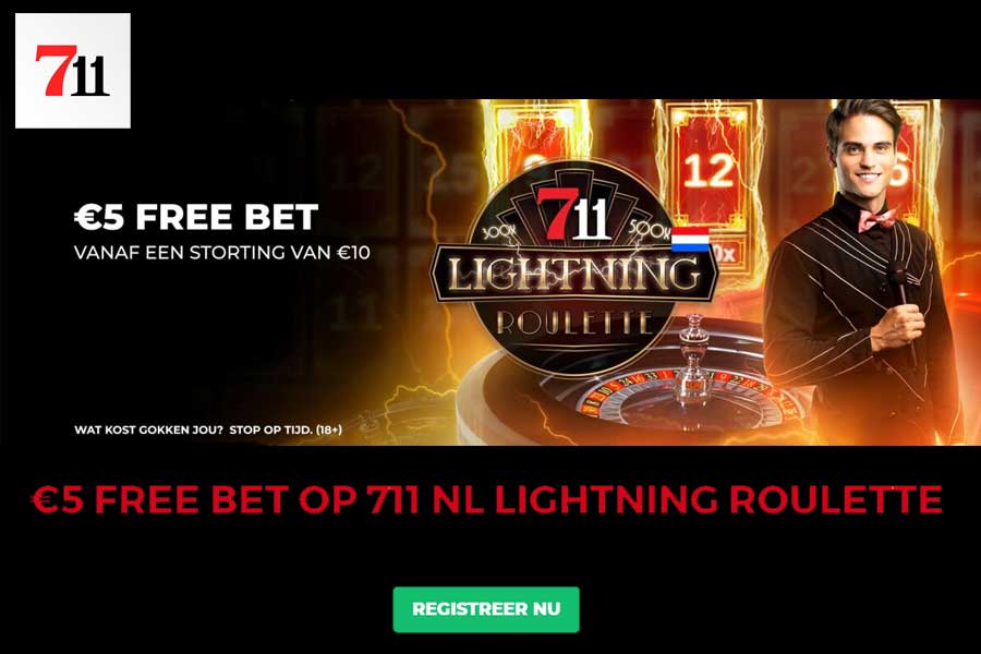 Ontvang een €5 Free Bet voor Lightning Roulette van 711