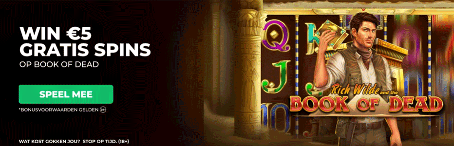 711 Casino daagt je uit: win €5 aan gratis spins op Book of Dead