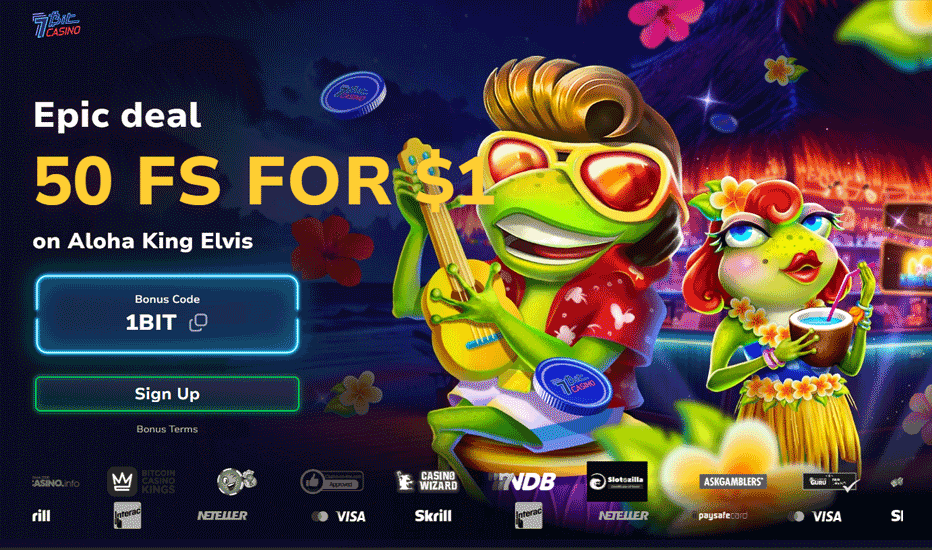 7Bit bonus code - 1BIT for 50 free spins on a $1 deposit