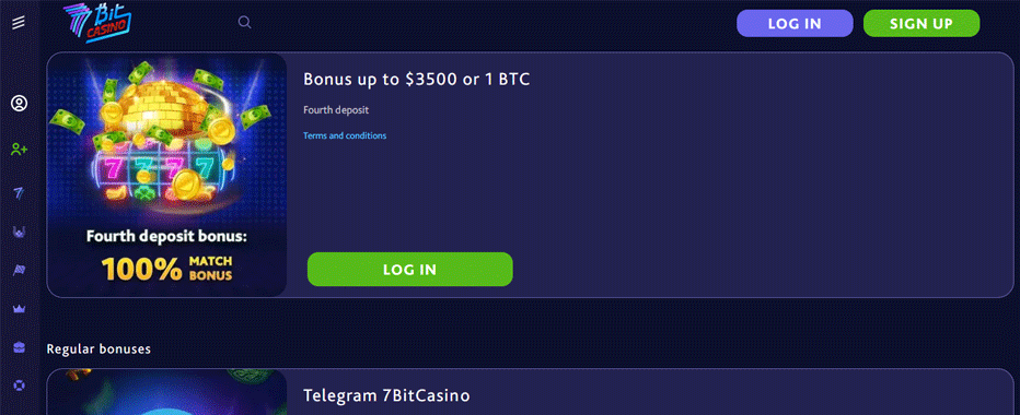 7Bit Casino fourth deposit bonus - 100% bonus