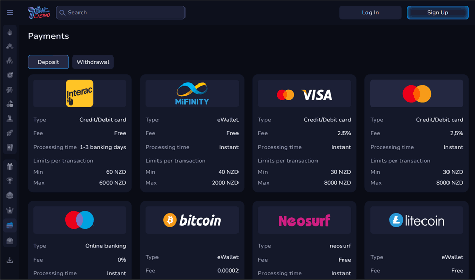 Banking at 7Bit Casino