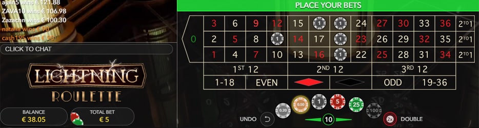 Satsing på Live Lightning Roulette