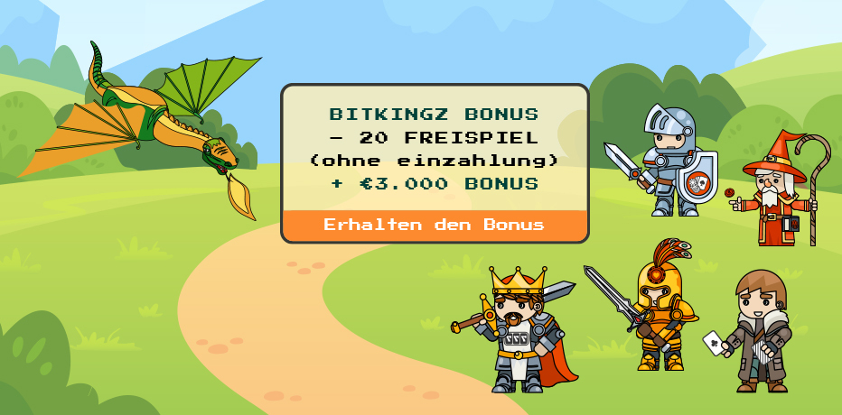 Bitkingz-Bonus - 20 Freispiele (Bonus ohne Einzahlung) + 3.000 € Bonus