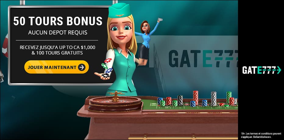 Bonus Gate 777 - 50 tours gratuits (Aucun dépôt requis) + 1000 $ Bonus