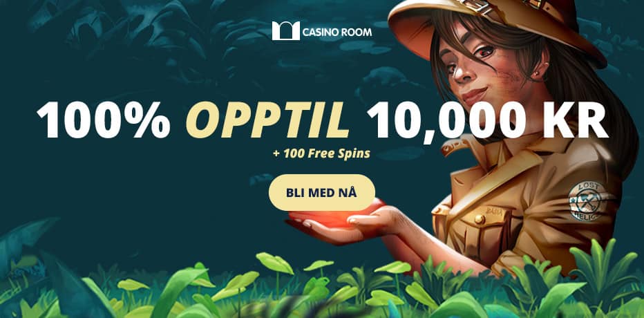 Bonus hos Casino Room - 100 gratisspinn + kr 10.000 bonus