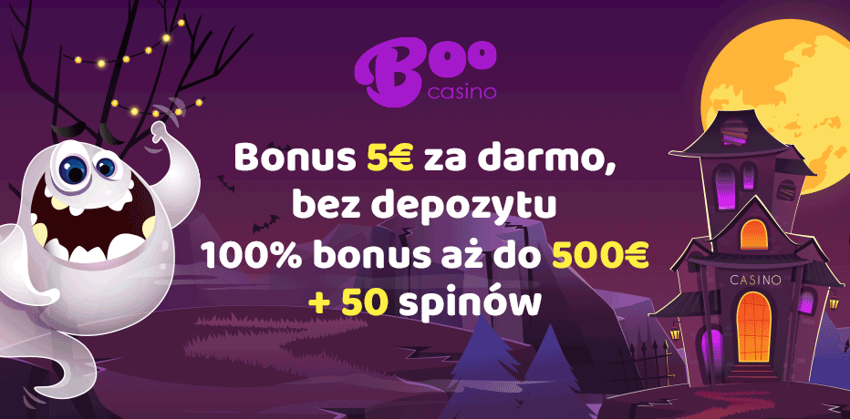 Bonus w Boo Casino - €5 Za darmo (bez depozytu) + 100% Bonus