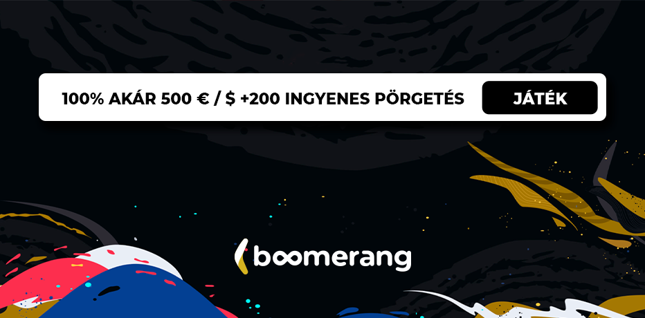 Boomerang Casino Bónusz - 200 Ingyenes Pörgetés + 100% Bónusz