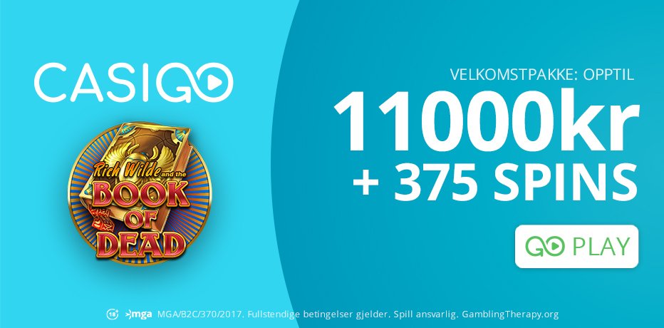 CasiGO Casino Bonusanmeldelse- 100 gratisspinn + 200% i bonus