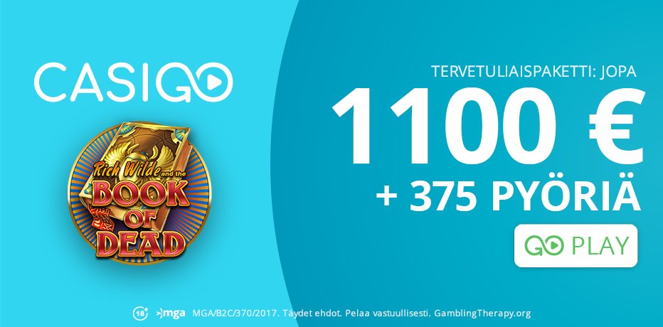 CasiGO Casinon Bonusarvostelu - 100 Ilmaiskierrosta + 200% Bonus
