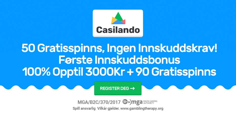 Casilando Ingen innskudds Bonus - 50 Gratis Spinn Book of Dead