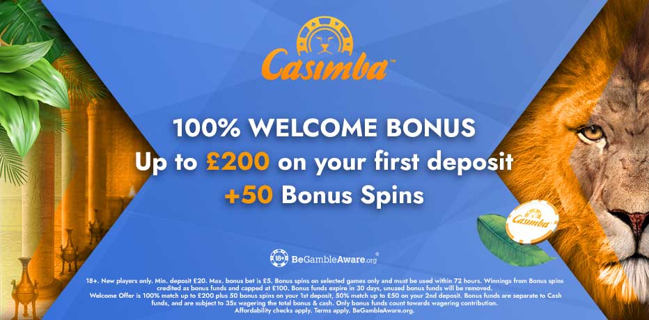Casimba Bonus - 50 Free Spins + £500 Bonus