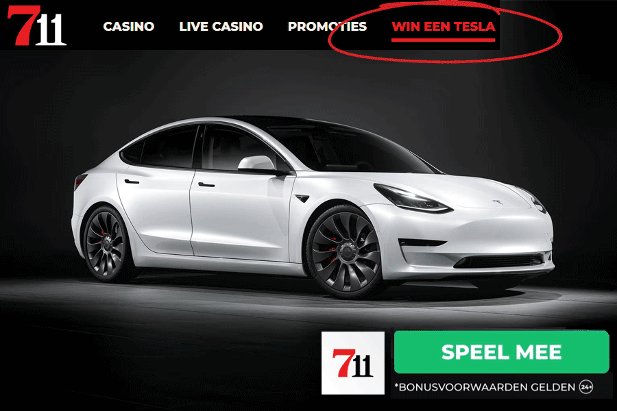 Win een gratis Tesla bij Casino 711