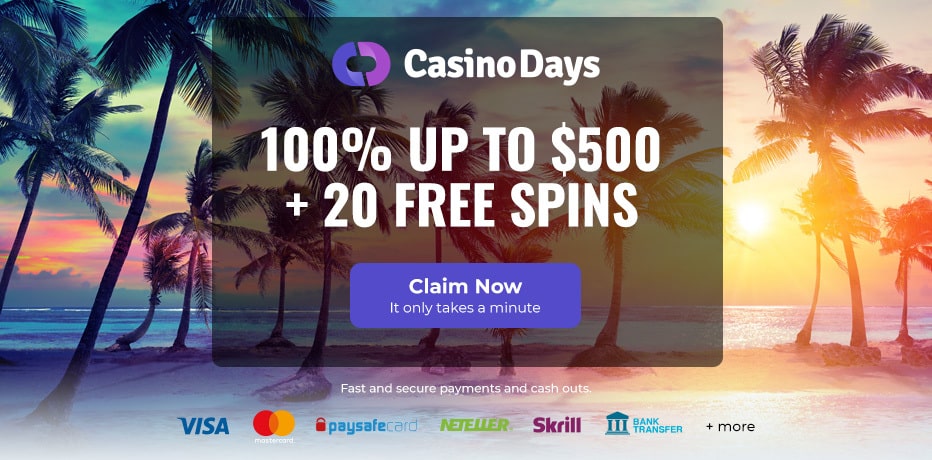 Casino Days Bonus Review New Zealand - 100% Bonus up to NZ$500