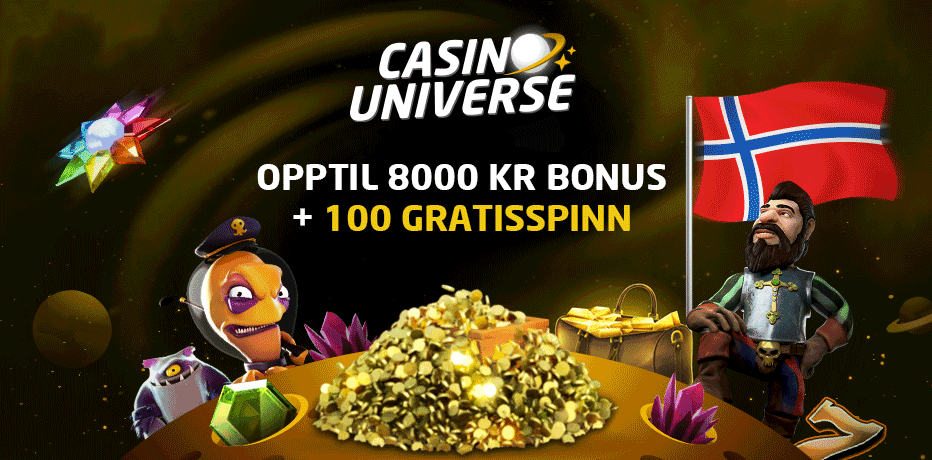 Casino Universe Bonus - 100 gratisspinn + kr 8.000 i Bonus