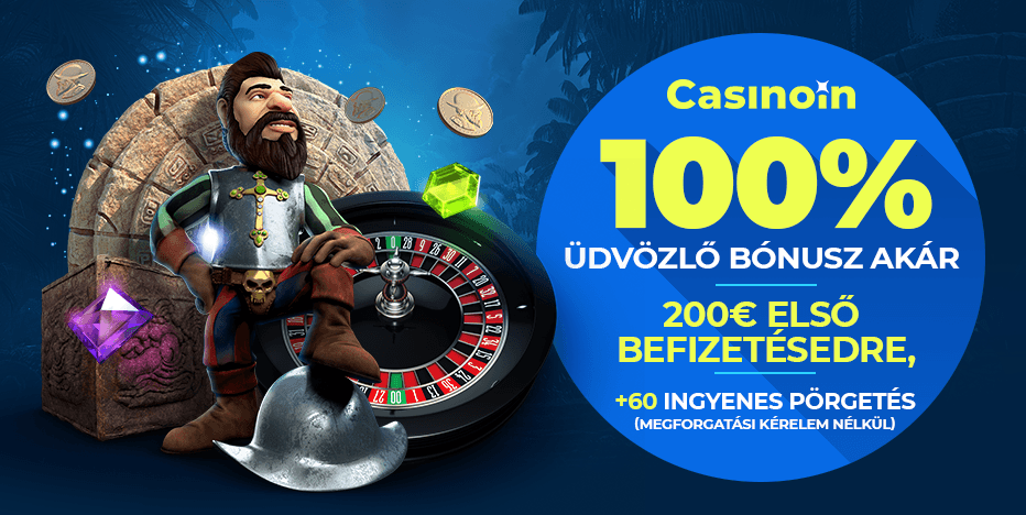  Casinoin – 60 Ingyenes Pörgetés + 100% Bónusz