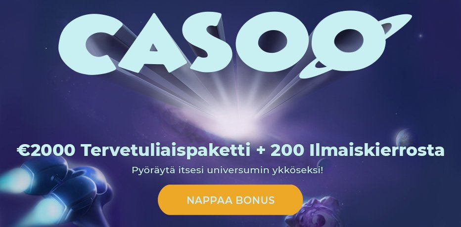 Casoo Casino Bonus - 200 Ilmaiskierrosta + 2.000€ Bonus