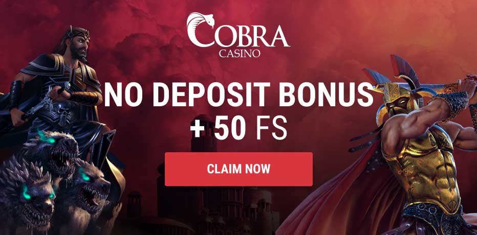 Cobra Casino No Deposit Bonus - 50 Free Spins on sign-up