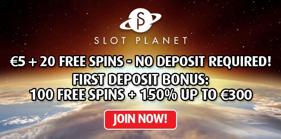 Collect €5,- Free at Slot Planet + 20 Free Spins