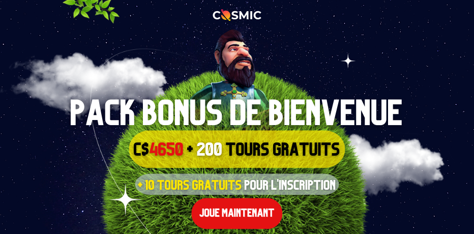 CosmicSlot Casino No Deposit Bonus - 10 Free Spins No Deposit + C$4650 Bonus