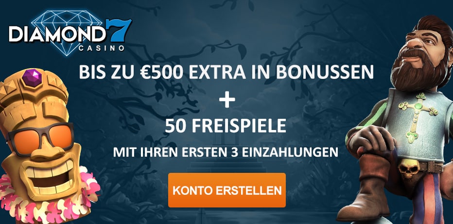 Diamond 7 Casino Bonus - 50 Freispiele + 500€ Bonus