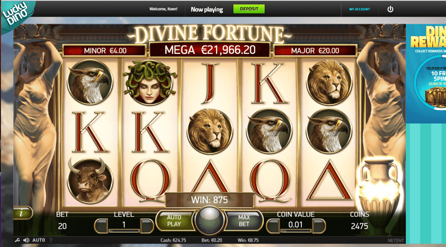 Divine Fortune Video Slot Jackpot Bonus Feature