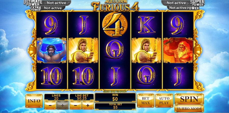 Age Of Gods Themed Game called Furious 4 by Playtech