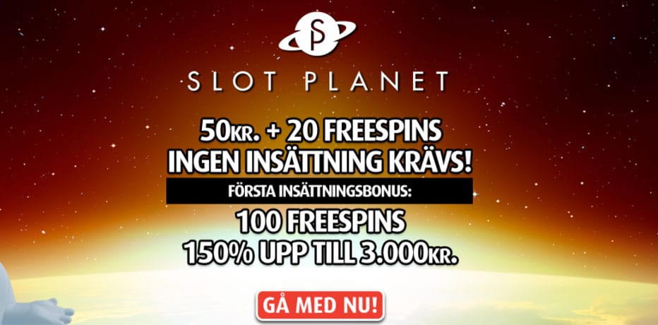 Få 50 kr Gratis på Slot Planet + 20 Free Spins