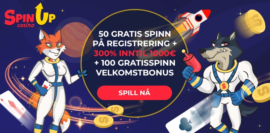 Få tak i 50 gratisspinn uten innskudd hos SpinUp Casino