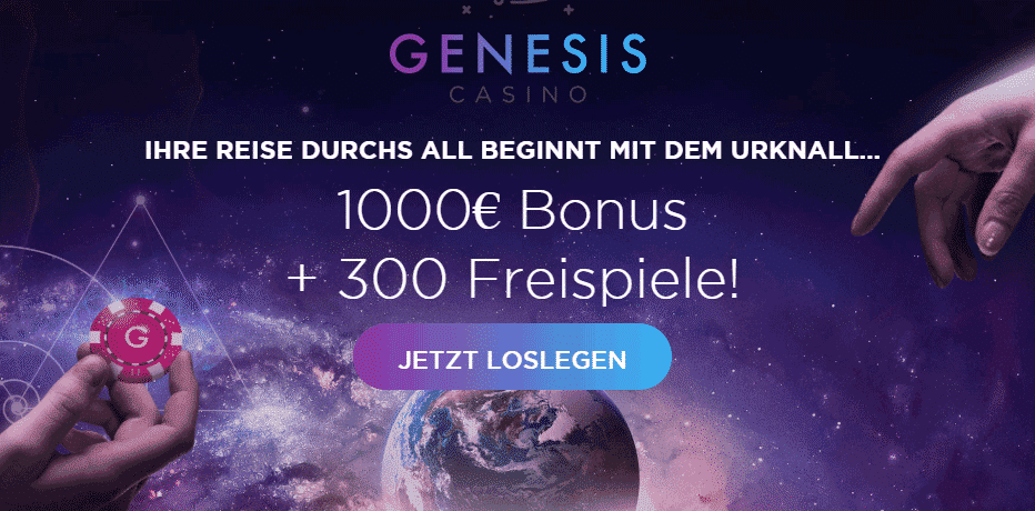 Genesis Casino - Fordern Sie €1.000,- Bonus + 300 Freispiele an