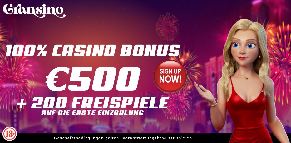 Gransino Bonus Review - 200 Freispiele + 500 € Willkommensbonus