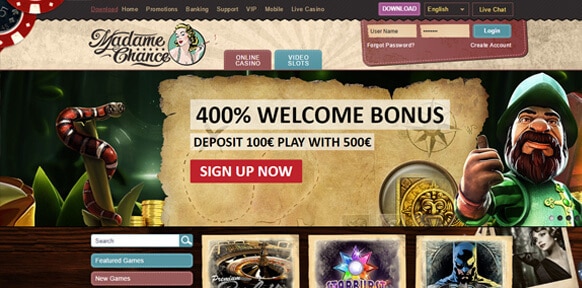 Homepage of Madame Chance Casino Homepage of Madame Chance Casino