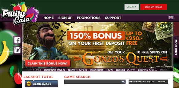 Homepage vom FruityCasa Online Casino Homepage vom FruityCasa Online Casino