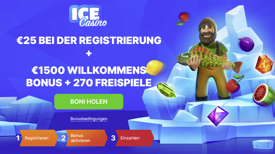 Ice Casino Bonus ohne Einzahlung - Erhalten Sie bis zu 25 € gratis