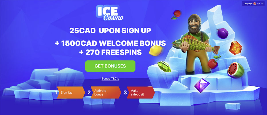 Ice Casino - Claim 25 Dollar Free No Deposit + a generous welcome pack